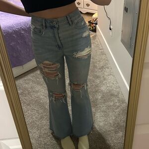 American Eagle Super Stretch High Rise Flare Light Wash Jeans